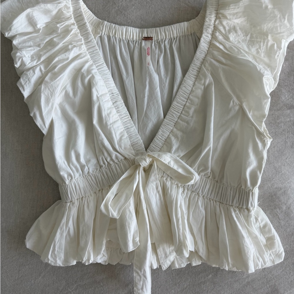 Elegant White Ruffled Women's Top From Free People